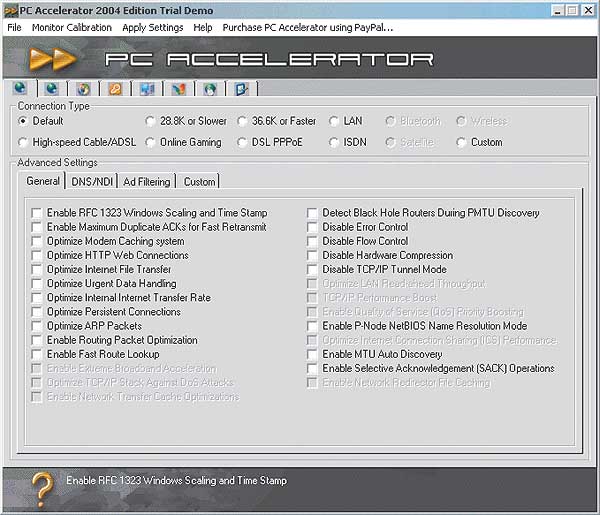 Рис. 13. Пример настройки сетевых параметров в PC Accelerator 2004