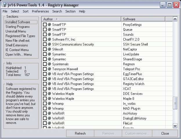 Рис. 15. Утилита Registry manager