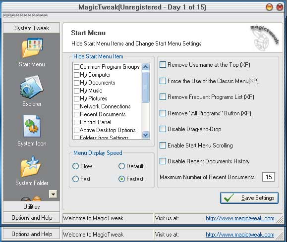 Рис. 18. Интерфейс программы Magic Tweak 2.70