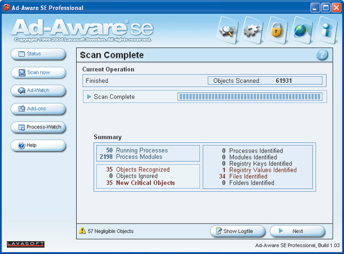 Ad-Aware 2007 Free - популярная бесплатная программа предоставляющая