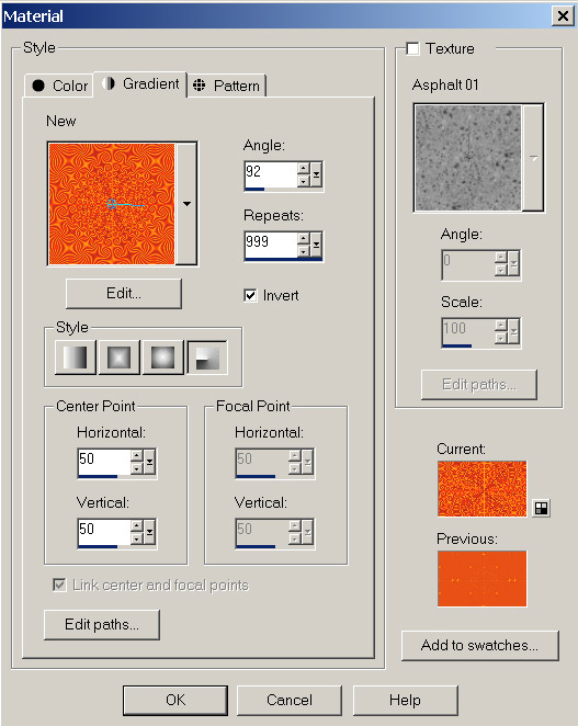 Рис. 10.
Изменение параметров градиента для первой узорной заливки