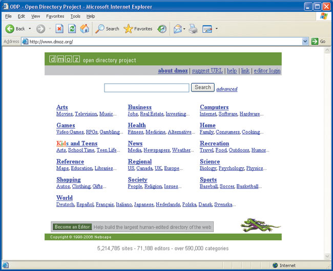 Рис. 6. Open Directory (каталог DMOZ)