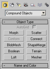 Рис. 5. Тип Compound Objects с входящими в него вариантами составных объектов