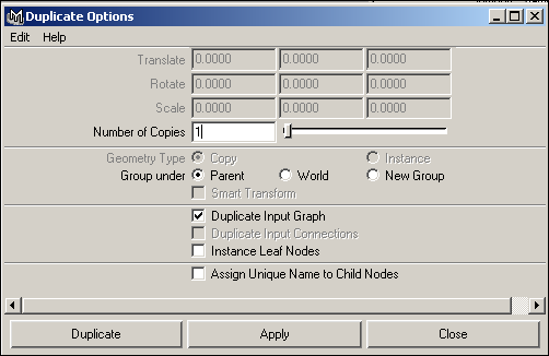 Рис. 29. Исходный вид окна Duplicate Options