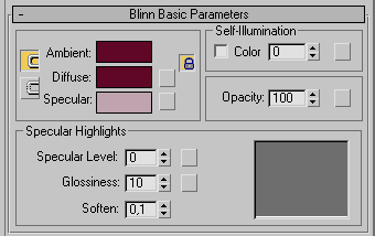 Рис. 25. Определение базовых цветов в свитке Blinn Basic Parameters