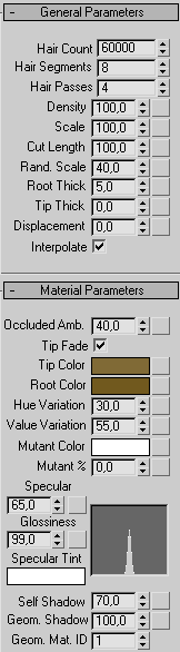 Рис. 21. Настройка параметров свитка MaterialParameters