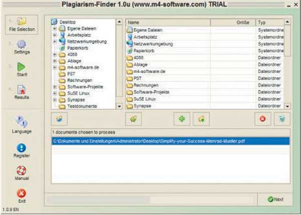 Рис. 4. Интерфейс программы Plagiarism-Finder