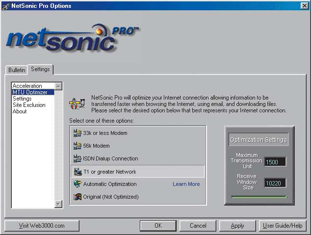 Рис. 9. Результат настройки параметров MTU и RWIN в NetSonic Pro