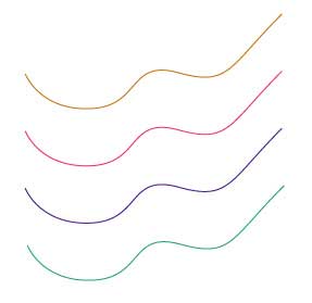 Рис. 40. Серия разноцветных кривых