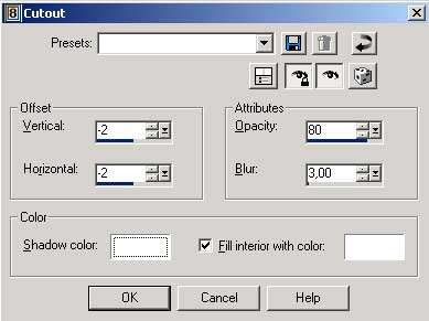Рис. 16. Настройка параметров эффекта Cutout при втором применении