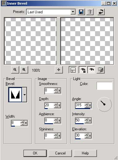 Рис. 44. Пример настройки эффекта Inner Bevel