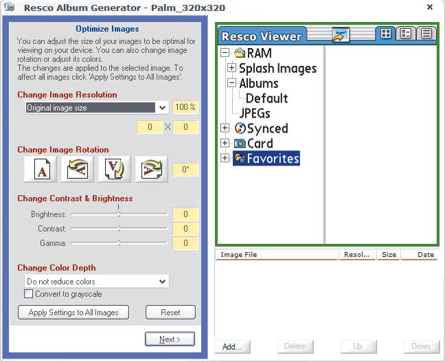Рис. 10. Resco Album Generator for Palm OS