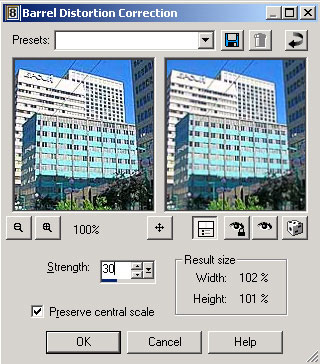 Рис. 22. Настройка параметров Barrel Distortion