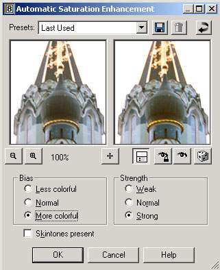 Рис. 56. Настройка параметров Automatic Saturation Enhancement