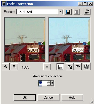 Рис. 83. Настройка параметров Fade Correction