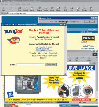 Типичный пример pop-up-рекламы