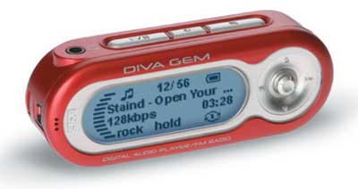 Цифровой аудиоплеер DIVA GEM GB4000, оснащенный Bluetooth, может функционировать в качестве беспроводной гарнитуре мобильного телефона