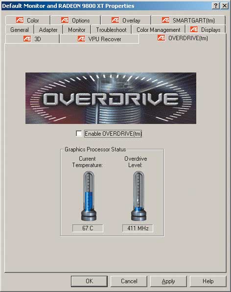 Рис. 1. Активизация режима ATI OVERDRIVE