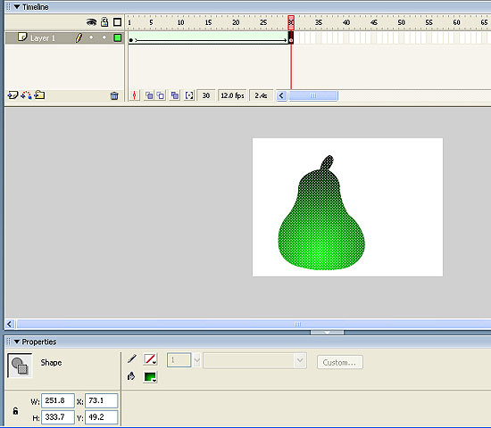Поместим результирующую форму в 30-й кадр