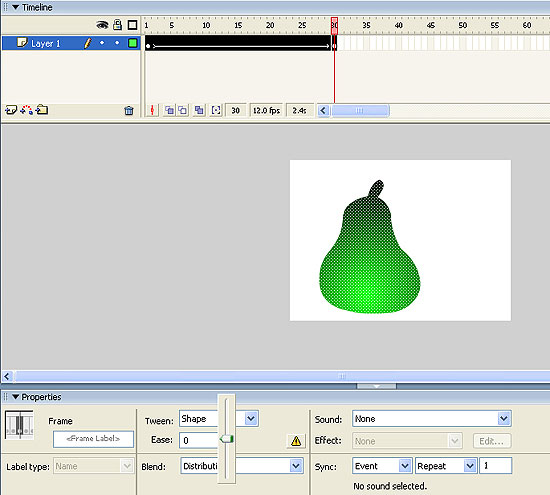 В окошке Ease задается режим ускорения/замедления анимации
