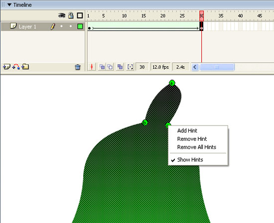 Правый щелчок мыши в области хинта дает доступ к меню