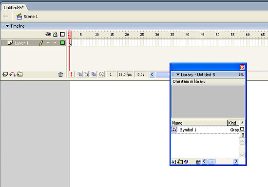 Панель библиотеки содержит созданный символ графического типа