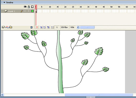 В сцене осталось толко два экземпляра символа «ветка»