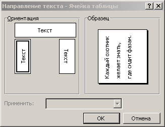 Изменение направления текста в ячейках