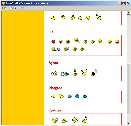 Окно плагина Emoticons Mail