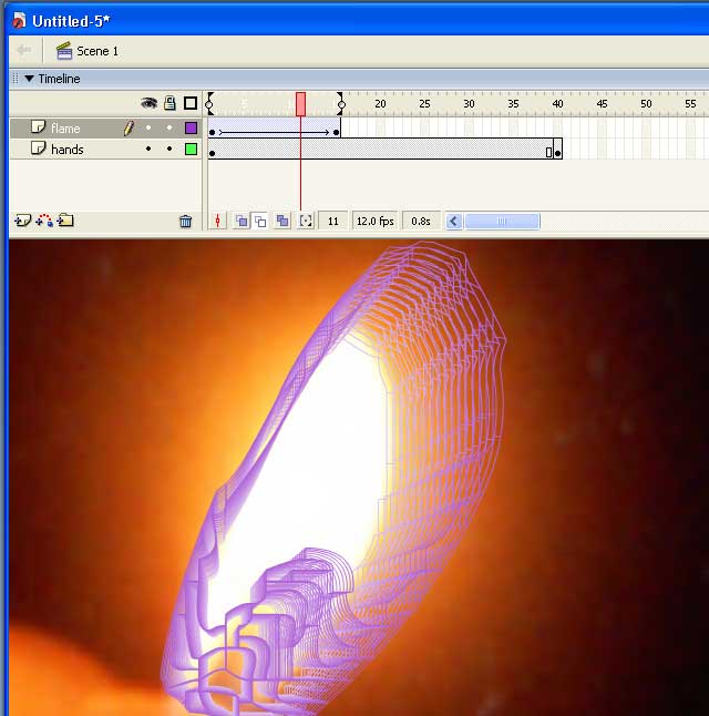 Режим контурной кальки позволяет скорректировать деформацию пламени