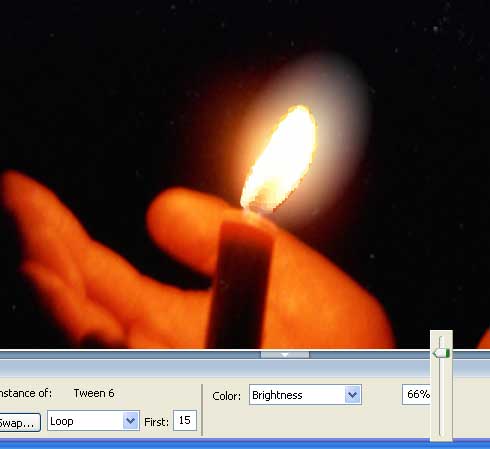 Яркость ореола увеличивается в момент максимального увеличения пламени