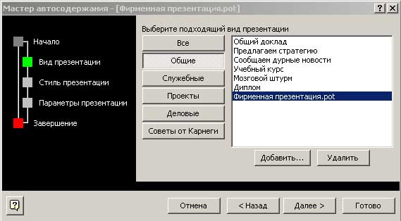 Результат добавления шаблона в список мастера автосодержания
