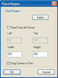 Рис. 11. На панели Fixed Region можно задавать ширину и высоту зоны захвата