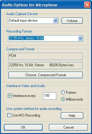 Рис. 14. Панель Audio Options for Microphone