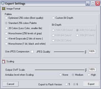 Рис. 2. FlashСast обеспечивает широкую настройку параметров экспорта