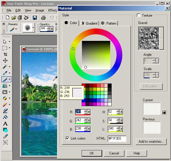 Выбор цвета на исходном изображении