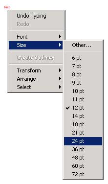 Рис. 2. Всплывающее окно изменения характеристик шрифта