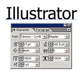 Рис. 32. Копия текста с определяющей его параметры панелью Character