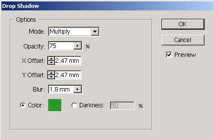 Рис. 52. Настройка параметров Drop Shadow