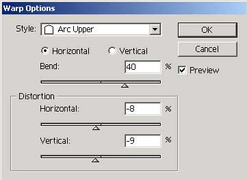 Рис. 55. Параметры настройки эффекта Arc Upper