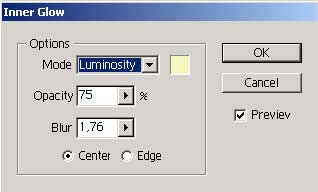 Рис. 60. Параметры настройки эффекта Inner Glow