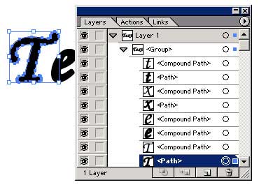 Рис. 79. Выделение обводки текста для первой буквы