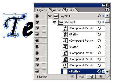 Рис. 80. Результат изменения цвета обводки для первой буквы