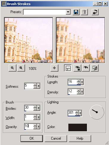 Рис. 11. Настройка параметров эффекта Brush Strokes