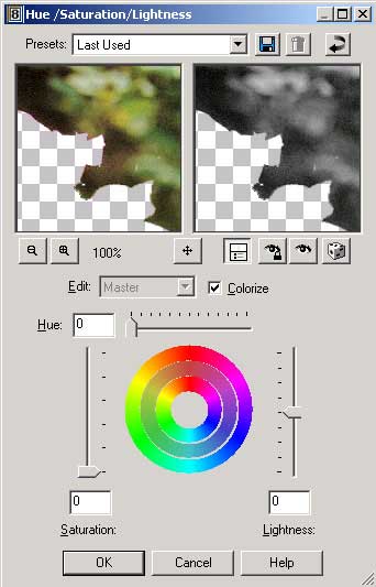 Рис. 49. Настройка параметров Hue и Saturation