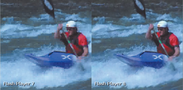 Рис. 18. Наличие VP6-кодека позволяет Flash Player 8 проигрывать видео более высокого качества