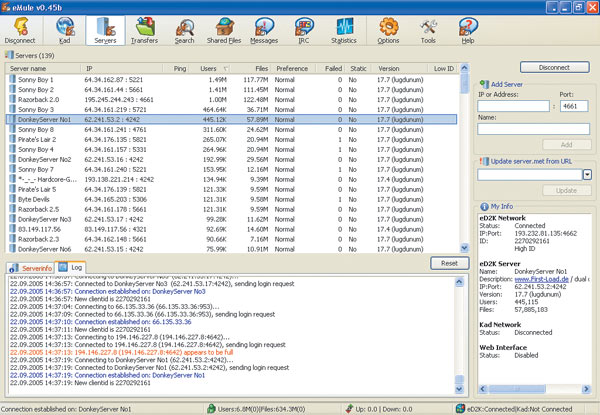 Рис. 4. Окно программы-клиента eMule