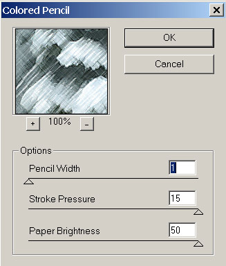 Рис. 12. Настройка параметров эффекта Colored Pencil