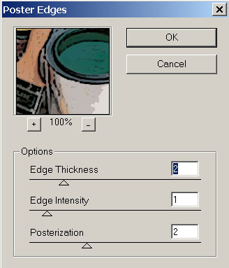 Рис. 15. Настройка параметров фильтра Poster Edges