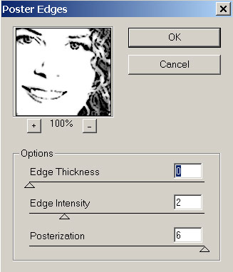 Рис. 19. Настройка параметров фильтра Poster Edges